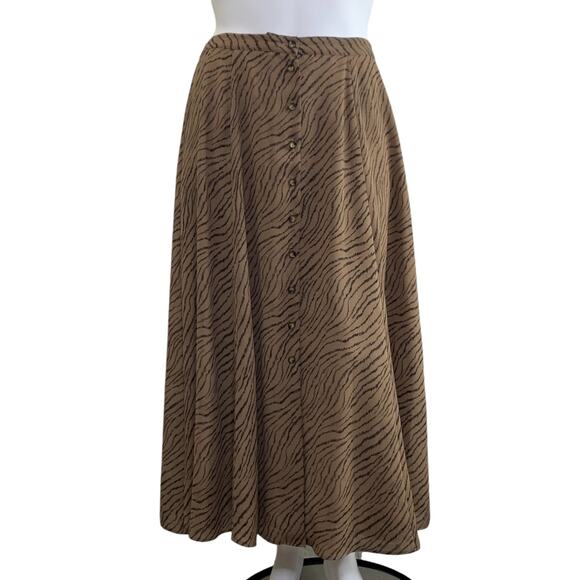 Nygard Collection Skirt Set Size 16 Animal Print Blouse Brown Black Vintage Maxi - Picture 3 of 13